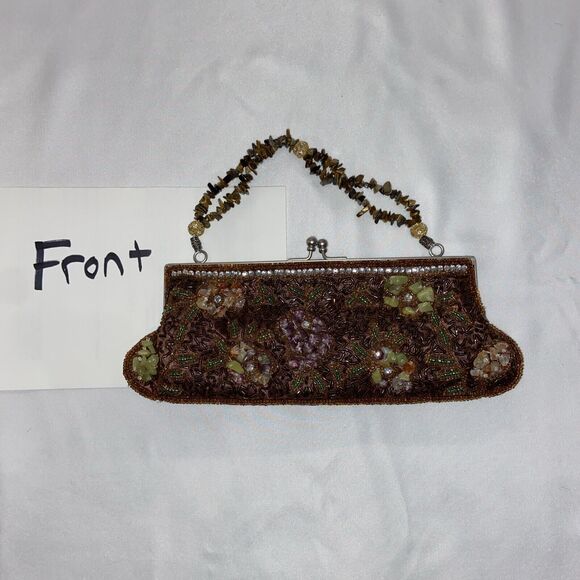 Vintage Handled Purse Handbag Victorian Style Genuine Black Onyx Carnelian - Picture 2 of 15